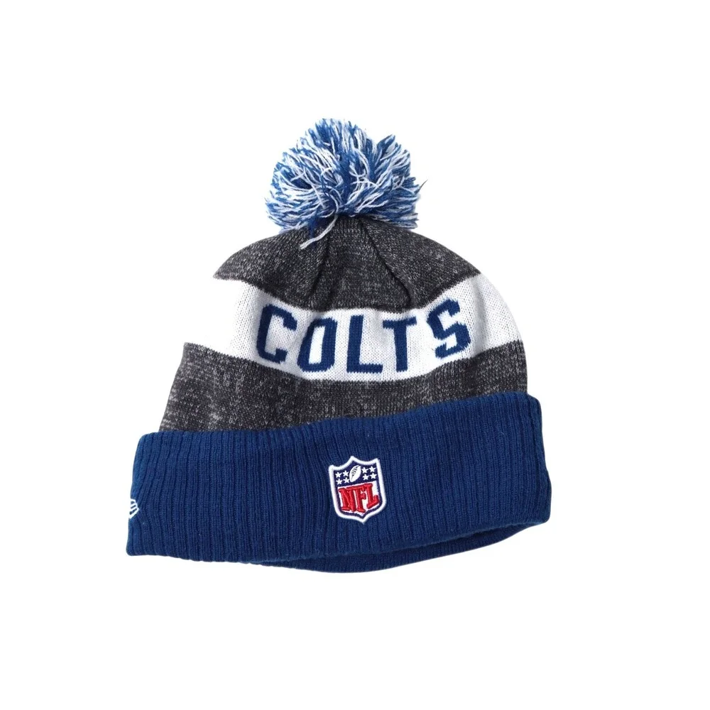 Indianapolis Colts Winter‎ Youth Beanie NFL Extra Warm Blue Wool Blend Pom